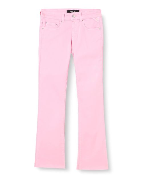 Jeans a Zampa Donna Faaby Flare Crop Comfort Fit Super Elasticizzati di Replay in Pink