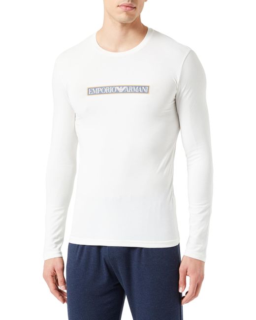 Emporio Armani Crew Neck T-Shirt Logo Label in White für Herren
