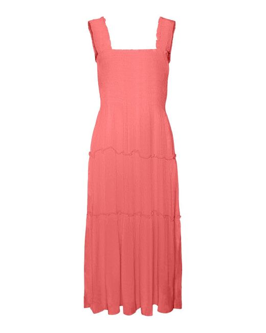 Vmmenny SL Smock Calf Dress Wvn Ga Vestito di Vero Moda in Pink