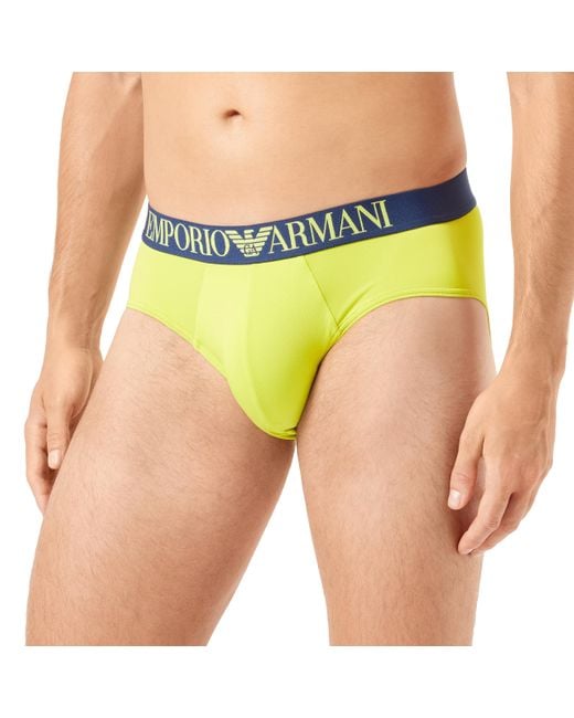 Underwear Brief All Over Eagle Microfiber Emporio Armani pour homme en coloris Yellow