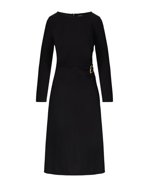 S.oliver Black Festliches Midi-Kleid aus Interlock-Jersey mit Brosche schwarz 40