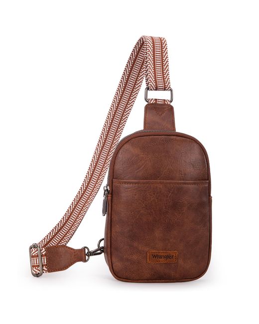 Wrangler Brown Crossbody Sling Bags For Cross Body Fanny Pack Purse With Detachable Strap