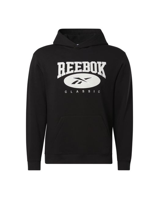 Reebok Black 's Classics Archive Essentials Hoodie Hooded Sweatshirt