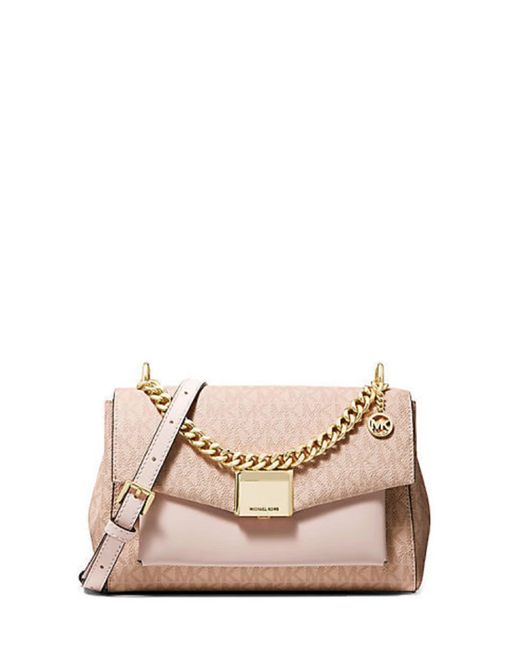 Michael Kors Lita Medium TwoTone Logo Crossbody Bag Ballet Lyst