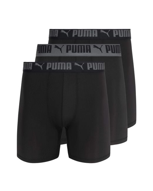 PUMA Black 3 Pack Athletic Fit Boxer Briefs for men