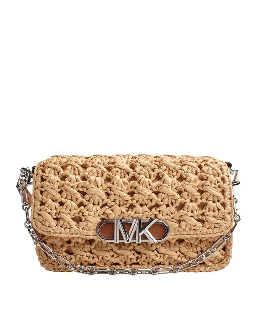 Borsa a tracolla in rafia intrecciata Parker 30S3S7PC2W per donna di Michael Kors in Metallic