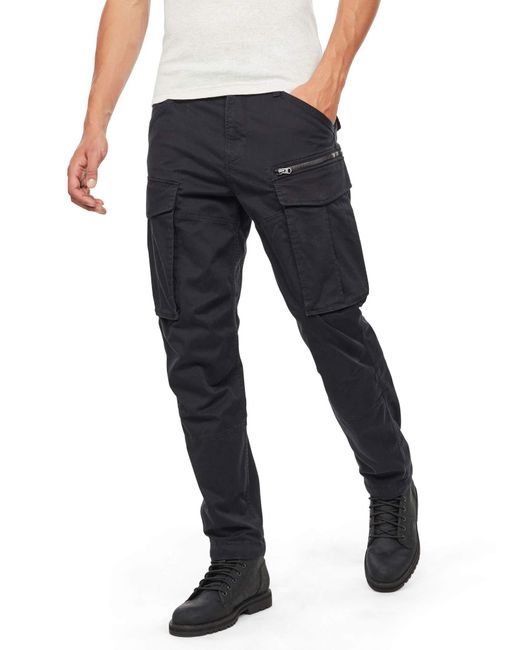 G-Star RAW Blue Rovic Zip 3d Straight Tapered Trousers for men