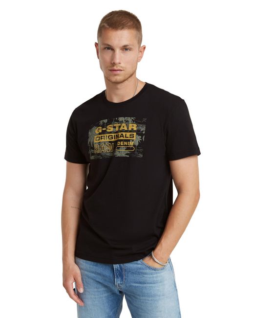 G-Star RAW Black Framed Palm Originals R T T-shirt for men
