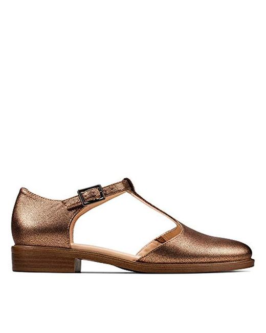 Clarks Brown Taylor Palm Leather Shoes In Bronze Metallic