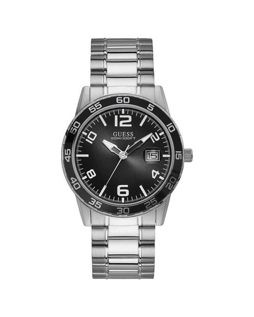 Guess Metallic Analog Watch With Stainless Steel Strap U1172g1 for men
