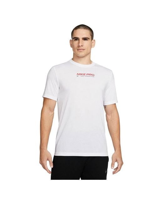 Nike White M Df Tee Db Nk Pro T-shirt for men