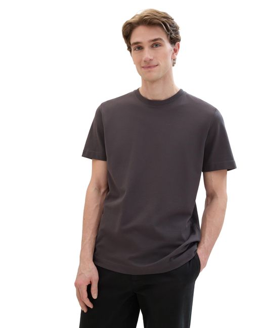Tom Tailor Klassisches T-Shirt mit Piqué-Struktur in Gray für Herren