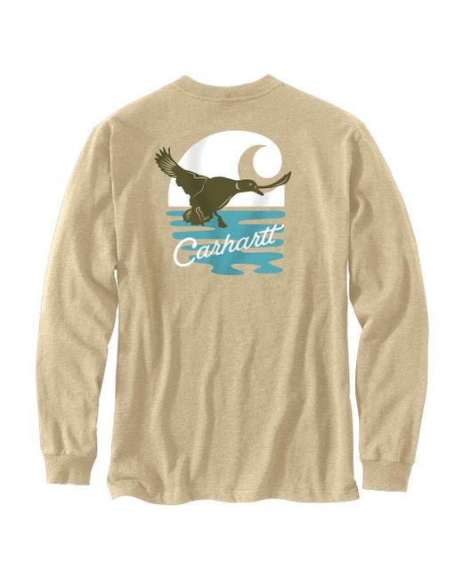 Carhartt Natural Loose Fit Heavyweight Long-sleeve Pocket Duck Graphic T-shirt for men