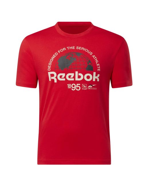 Reebok Red 's Globe Short Sleeve Tee T-shirt