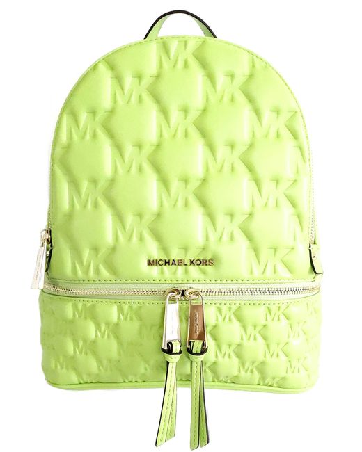 Michael Kors Green Rhea Zip Md Backpack Brt Limeade