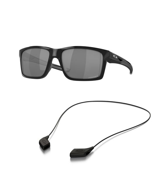 Oakley Gray Sunglasses Bundle: Oo 9264 926448 Mainlink Polished Black Prizm Accessory Shiny Black Leash Kit for men