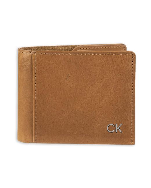 Calvin Klein Brown Rfid Slimfold Leather Wallet for men
