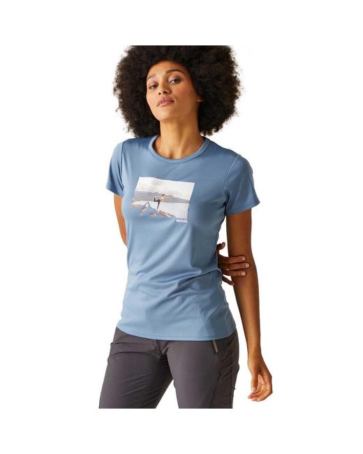 Maglietta a maniche corte da donna ad asciugatura di Regatta in Blue