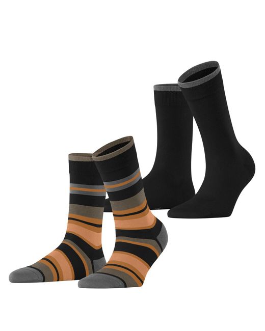 Esprit Black Retro Stripe Multipack W So Cotton Patterned 2 Pairs Socks