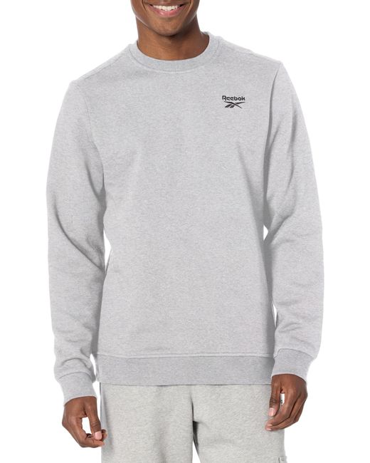 Reebok Gray Identity Small Logo Fleece Crew Sweatshirt for men