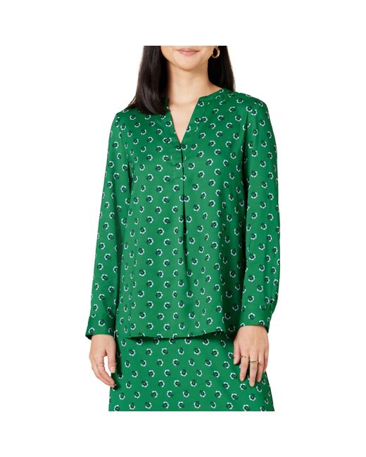 Blusa de Georgette sin Cierre de ga Larga y Corte Holgado Mujer Amazon Essentials de color Green