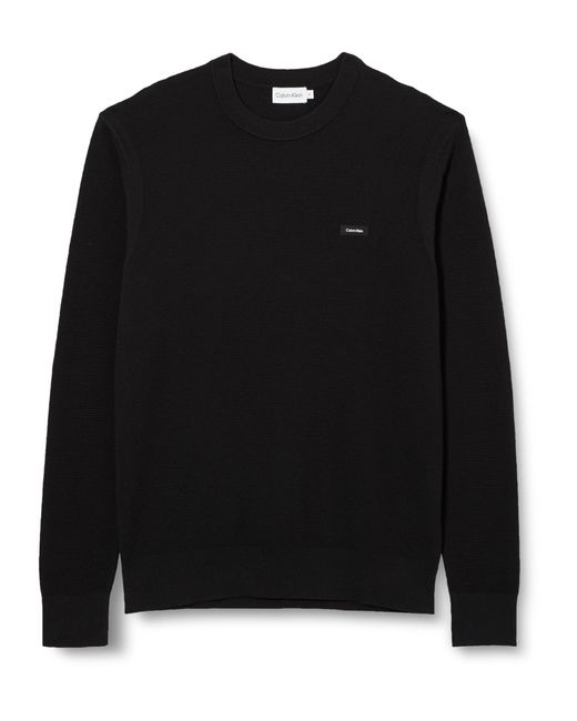 Calvin Klein Black Textured Cn Sweater K10k112854 Pullovers for men