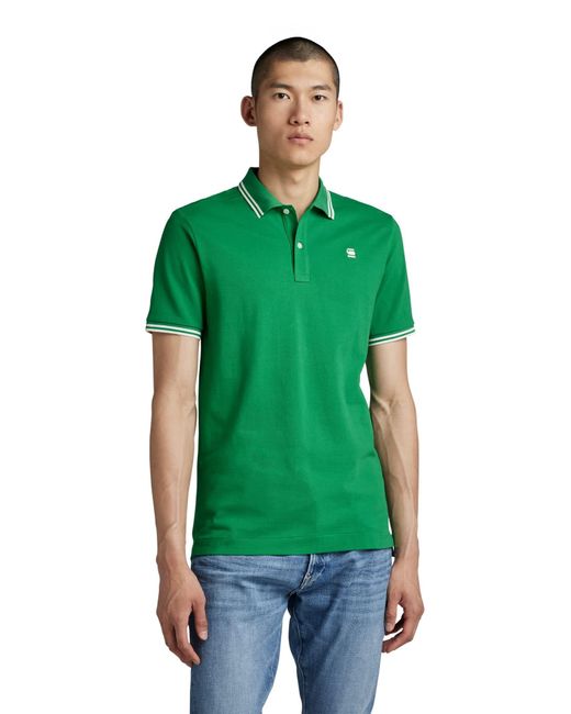 G-Star RAW Dunda Slim Stripe Poloshirt Voor in het Green voor heren