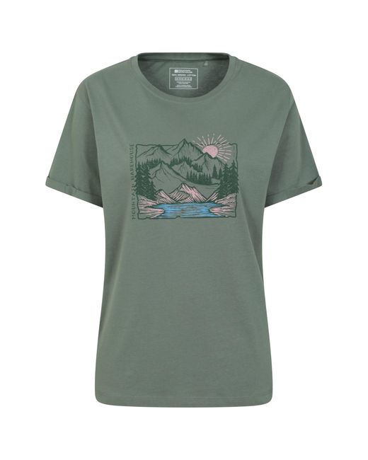 Mountain Warehouse Green Printed Wms Photo Scene Organic Loose Fit T-shirt Khaki 18