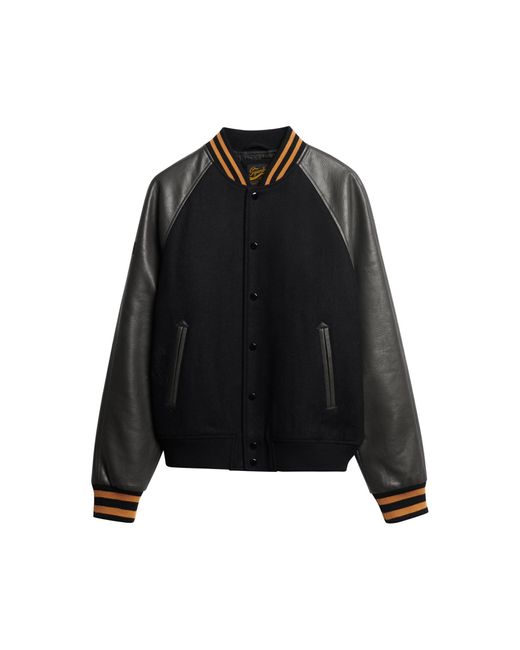 Superdry Black College Varsity Bomber Jacket for men