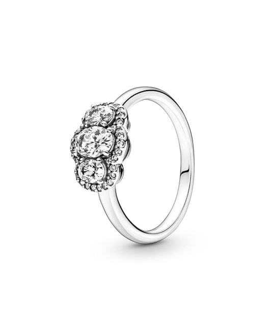 Pandora Metallic , 's Sterling Silver Cubic Zirconia Ring, Silver, 190049c01-54