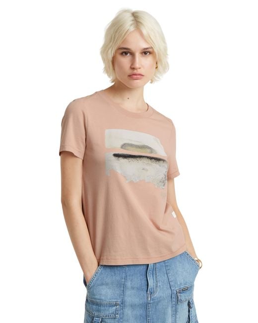 G-Star RAW Blue Abstract Water Color Print R T Wmn T-shirt