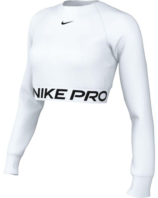Nike Top Pro Df 365 Crop Ls in het White