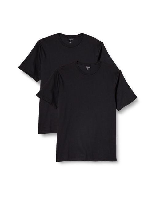 Maglietta Girocollo a iche Corte Vestibilità Regolare Uomo di Amazon Essentials in Black da Uomo