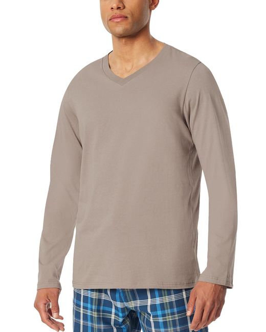 Schiesser Schlafshirt Langarm V-Ausschnitt-Mix + Relax Pyjamaoberteil in Gray für Herren