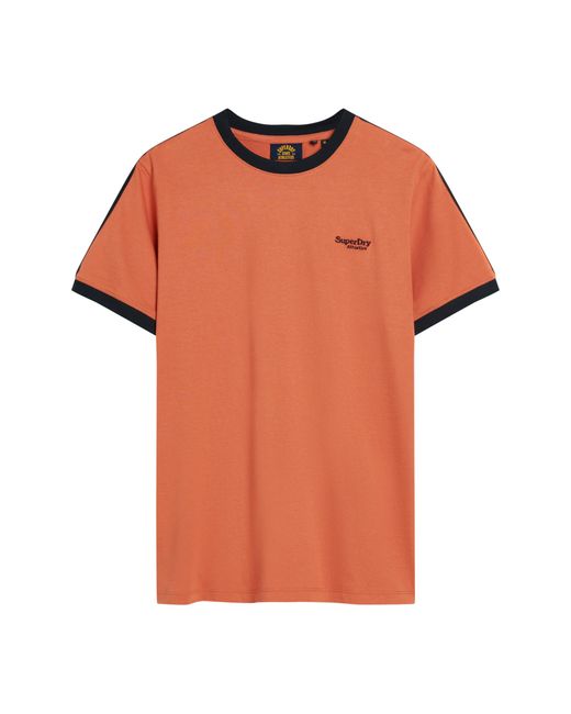 Superdry Essential Retro T-Shirt mit Logo go Orange/Finster Marineblau XXL für Herren