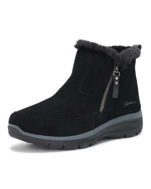 Skechers Black Easy Going-cool Zip Ankle Boot