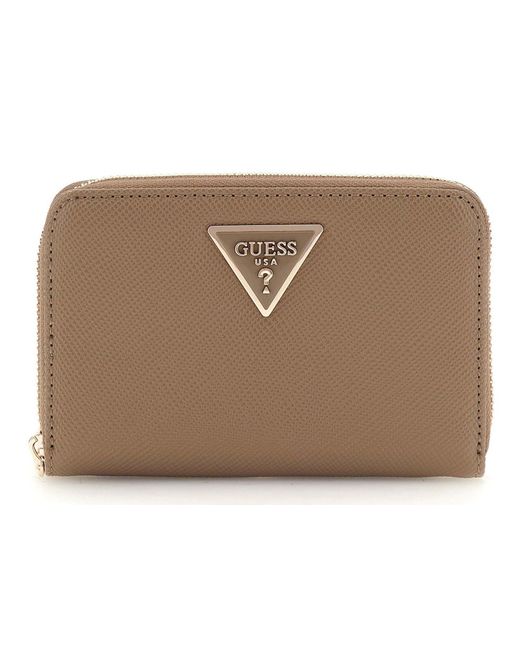 Guess Black Laurel SLG Medium Zip Around Wallet Dark Taupe