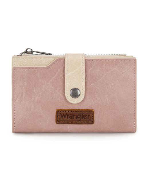 Portafogli per le donne Slim Bifold Porta carte di credito di Wrangler in Pink