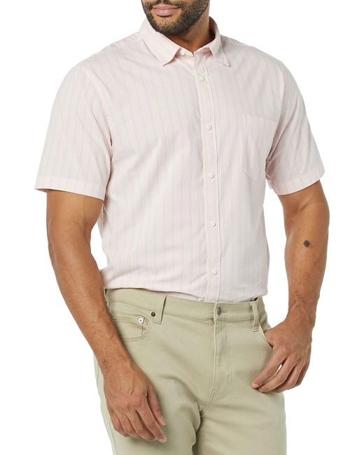 Amazon Essentials White Slim-fit Short-sleeve Poplin Shirt for men