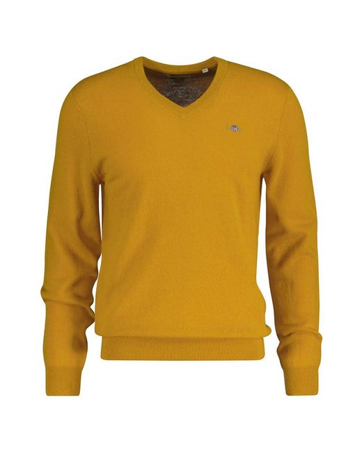Extrafine Lana di Agnello con Scollo a V Maglione di Gant in Yellow da Uomo