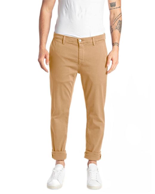 Replay White Chino Zeumar Slim-Fit Hyperflex X-Lite mit Stretch