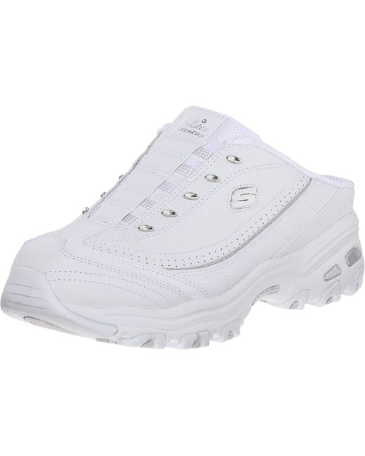 skechers white leather tennis shoes