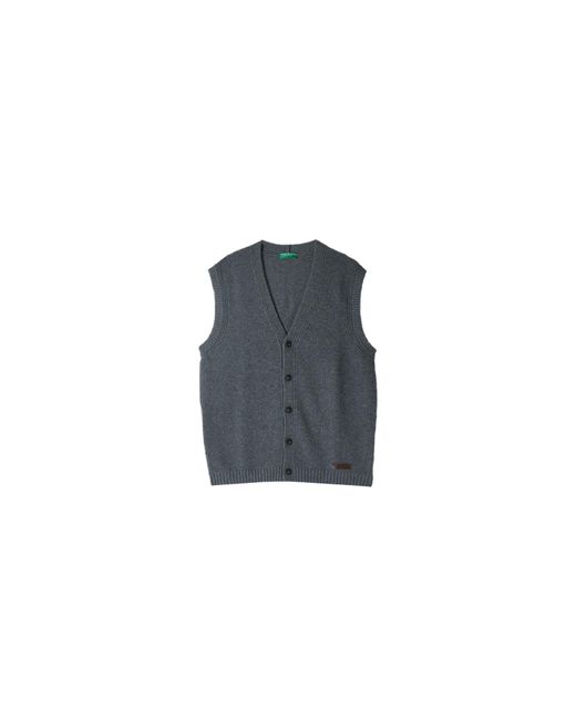Benetton Strickjacke S/M 1344u601h Weste in Black für Herren