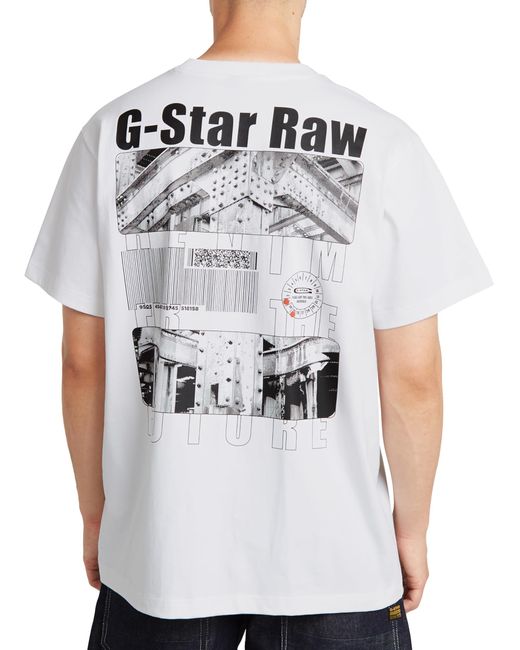 G-Star para Hombre Camiseta Barcode Back Graphic Loose G-Star de hombre de color Gray