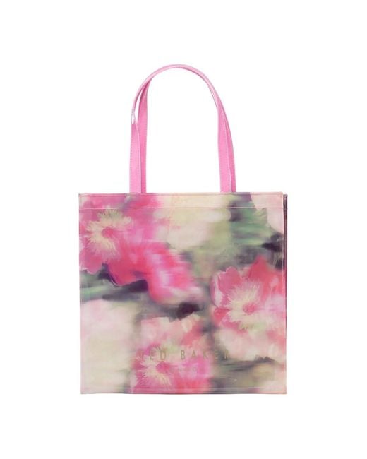 Ted Baker Drawcon Pink Large Blurred Floral Printed Icon Tote Bag