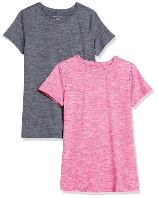 Amazon Essentials Pink Tech Stretch Short-sleeved Crew Neck T-shirt