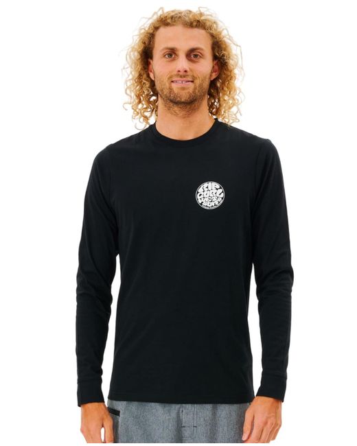 Rip Curl Blue Icons Of Surf Long Sleeve Upf 50+ Loose Fit Rashguard Black for men
