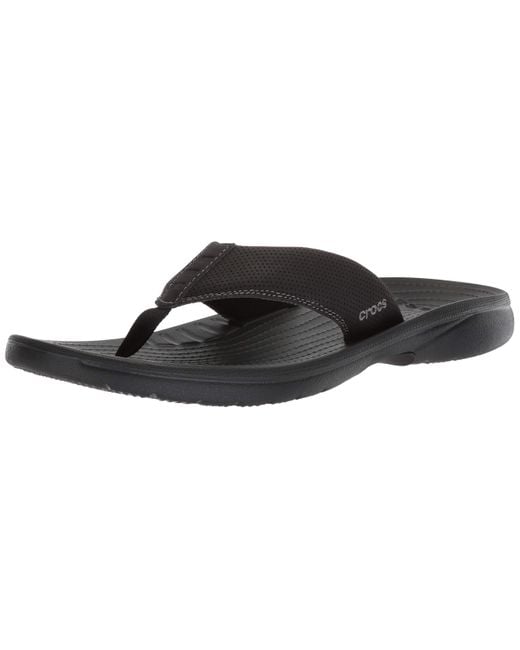 Crocs™ Leather Bogota Flip Flop in Black/Black (Black) for Men - Save ...