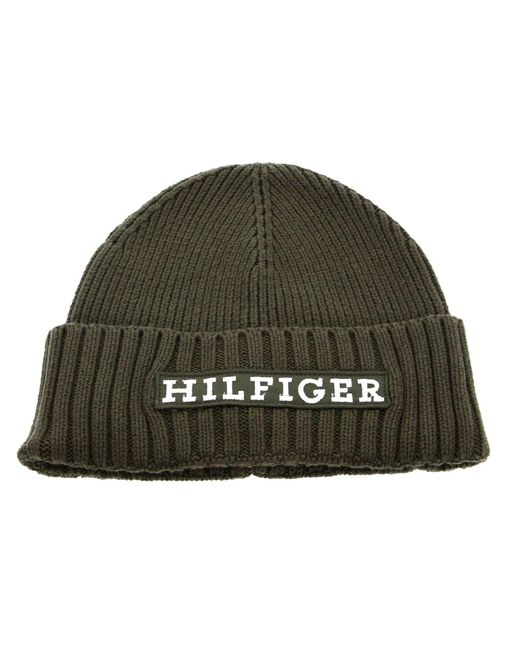 Tommy Hilfiger Green Monotype Beanie for men