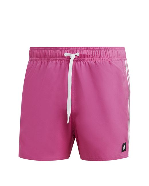 Adidas Pink 3-stripes Clx Swimsuit for men
